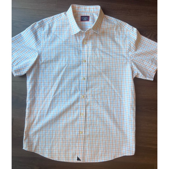 UNTUCKit Other - UNTUCKit Dezaley Mens Large Slim Fit Wrinkle Free Short Sleeve Gingham Shirt Ora